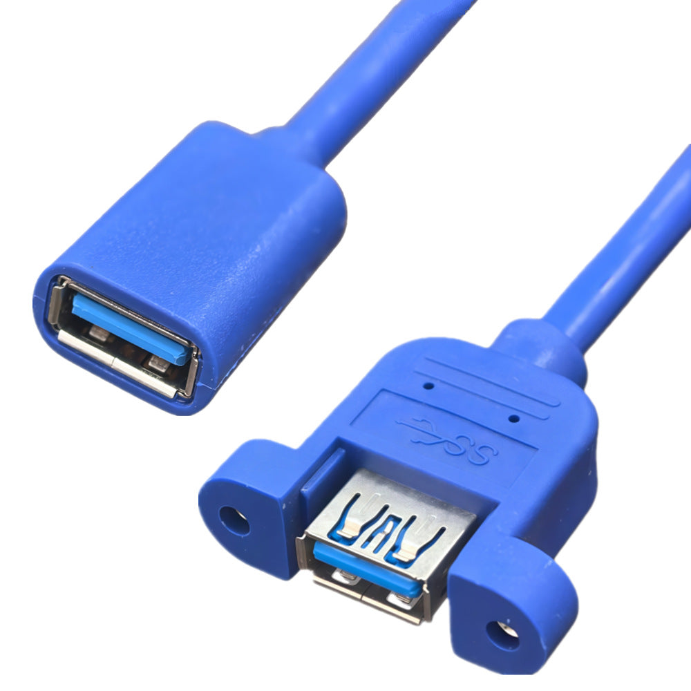 USB 3.0 male to female panel mount extension cable with screw holes 0.3m