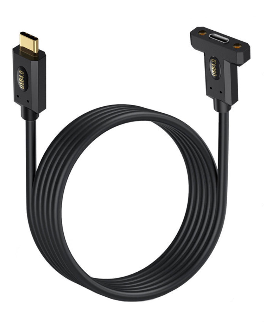 USB 4.0 Type-C male to female panel mount cable