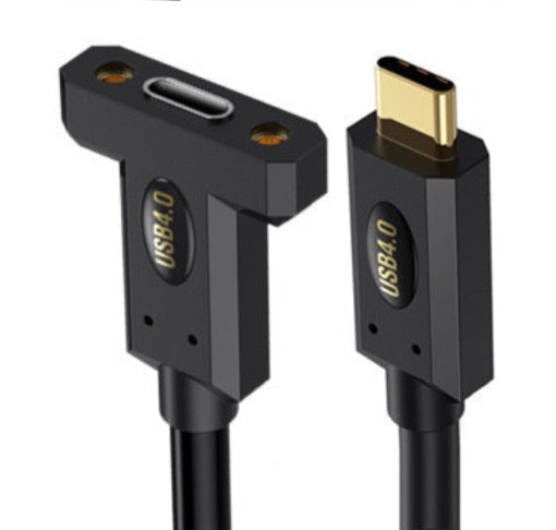 Panel mount USB-C extension cable supporting 40Gbps data and 240W power delivery