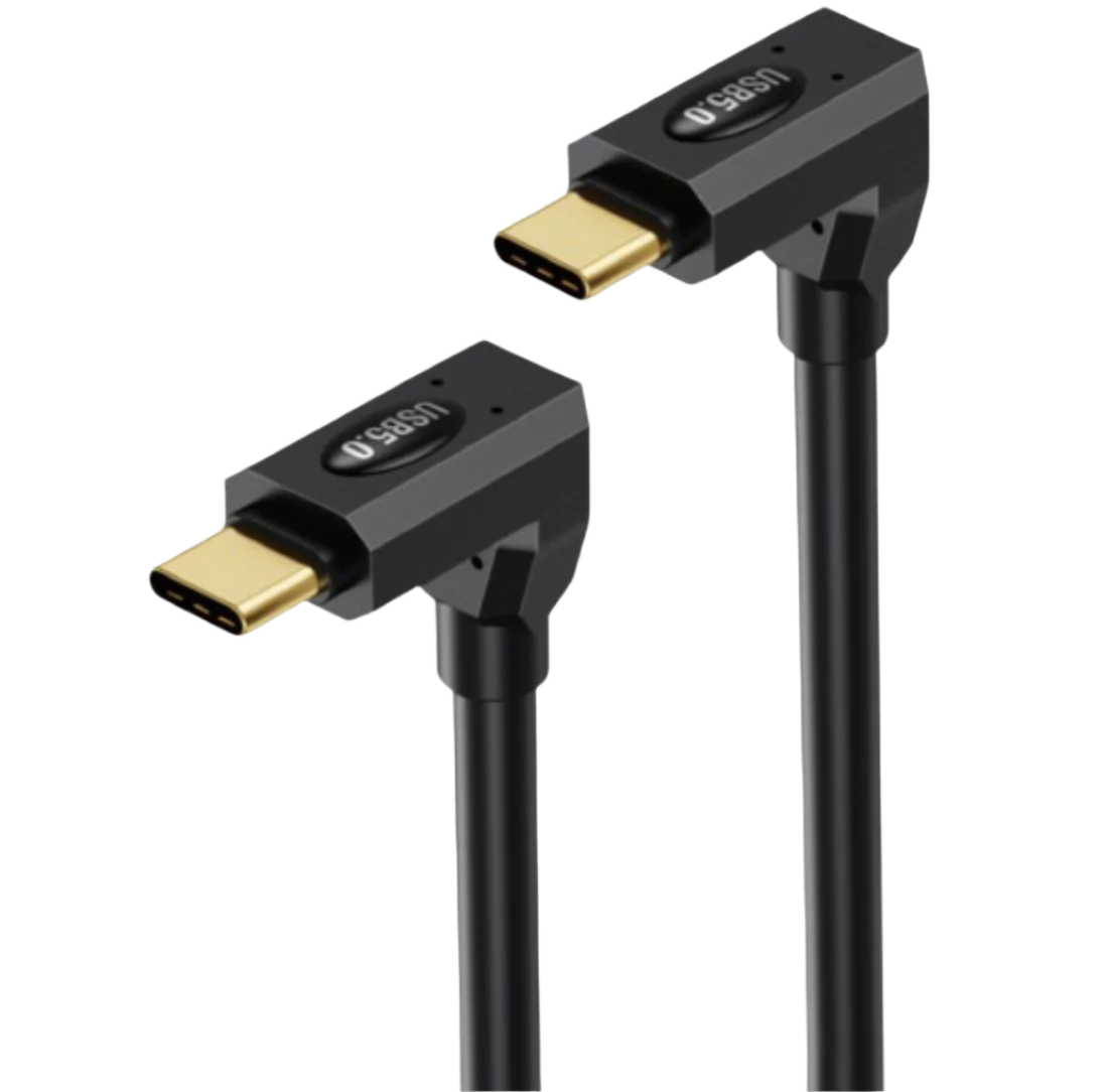 Two black USB cables with gold connectors on a white background