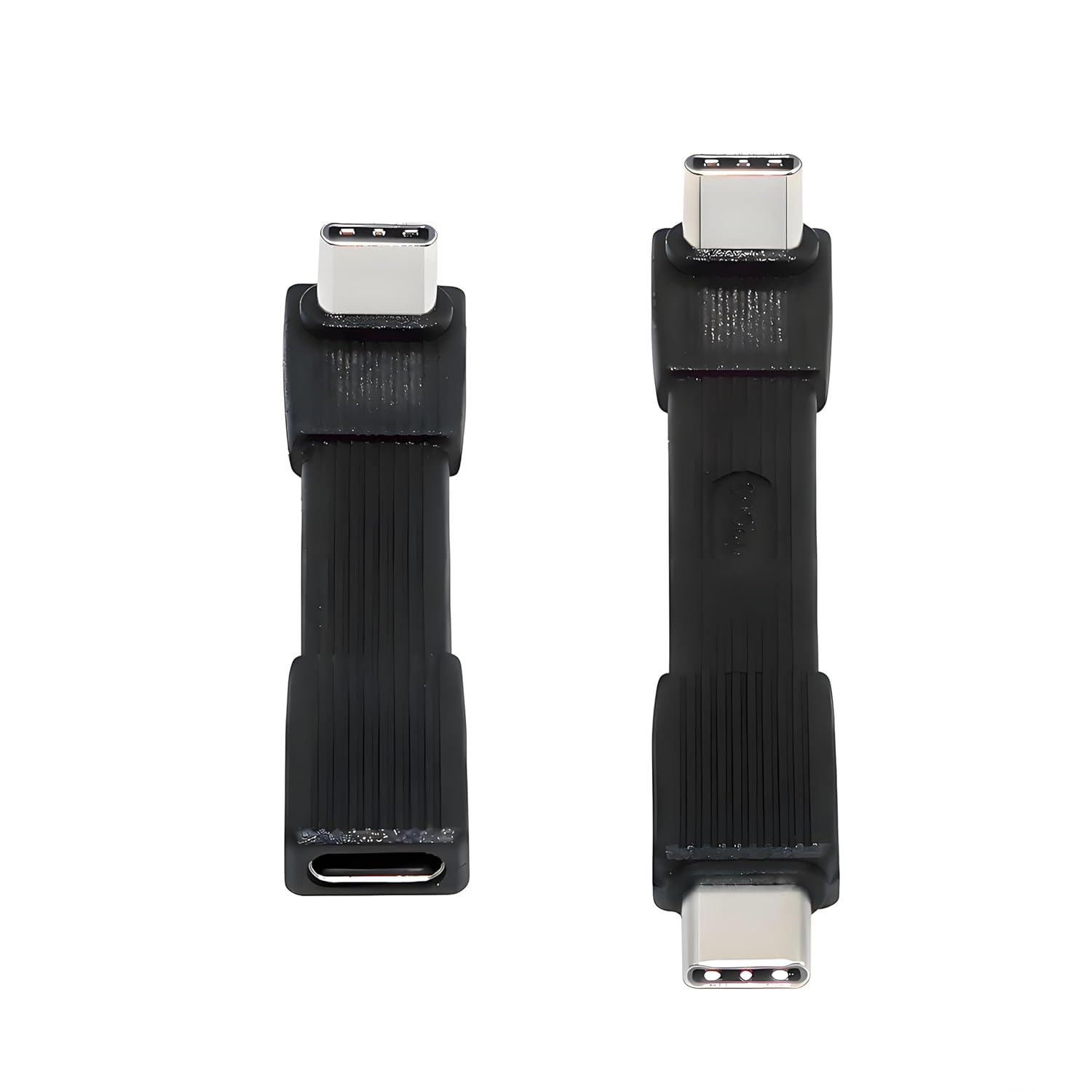 black USB‑C 80Gbps 240W flat angled extension cable, 51 mm