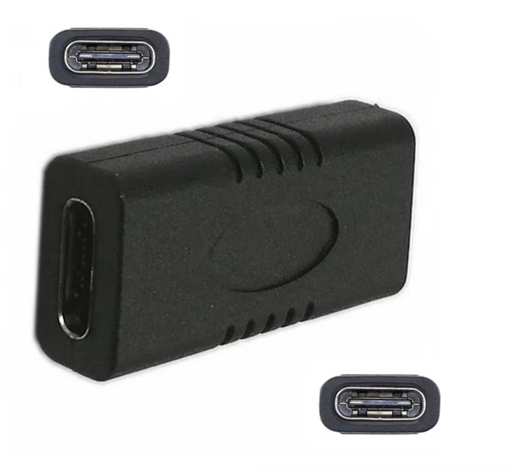 Black rectangular electronic component with USB ports on a white background