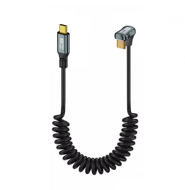 USB C to USB C U shaped coiled cable 100W