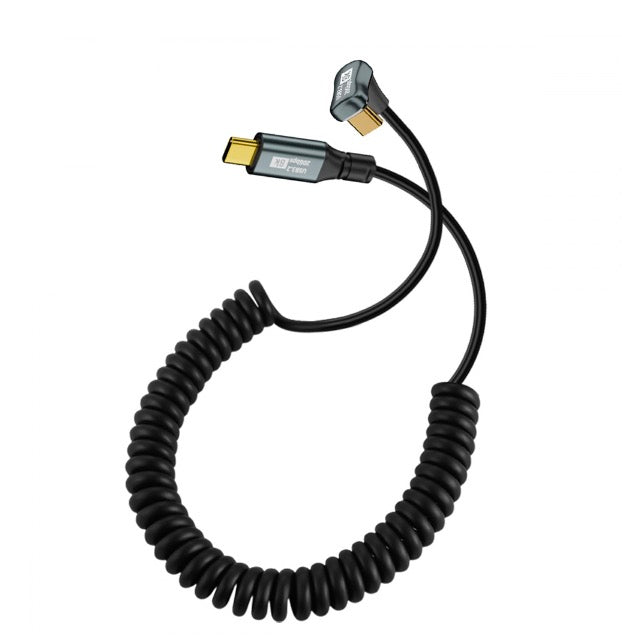 Black USB C PD 100W coiled data cable