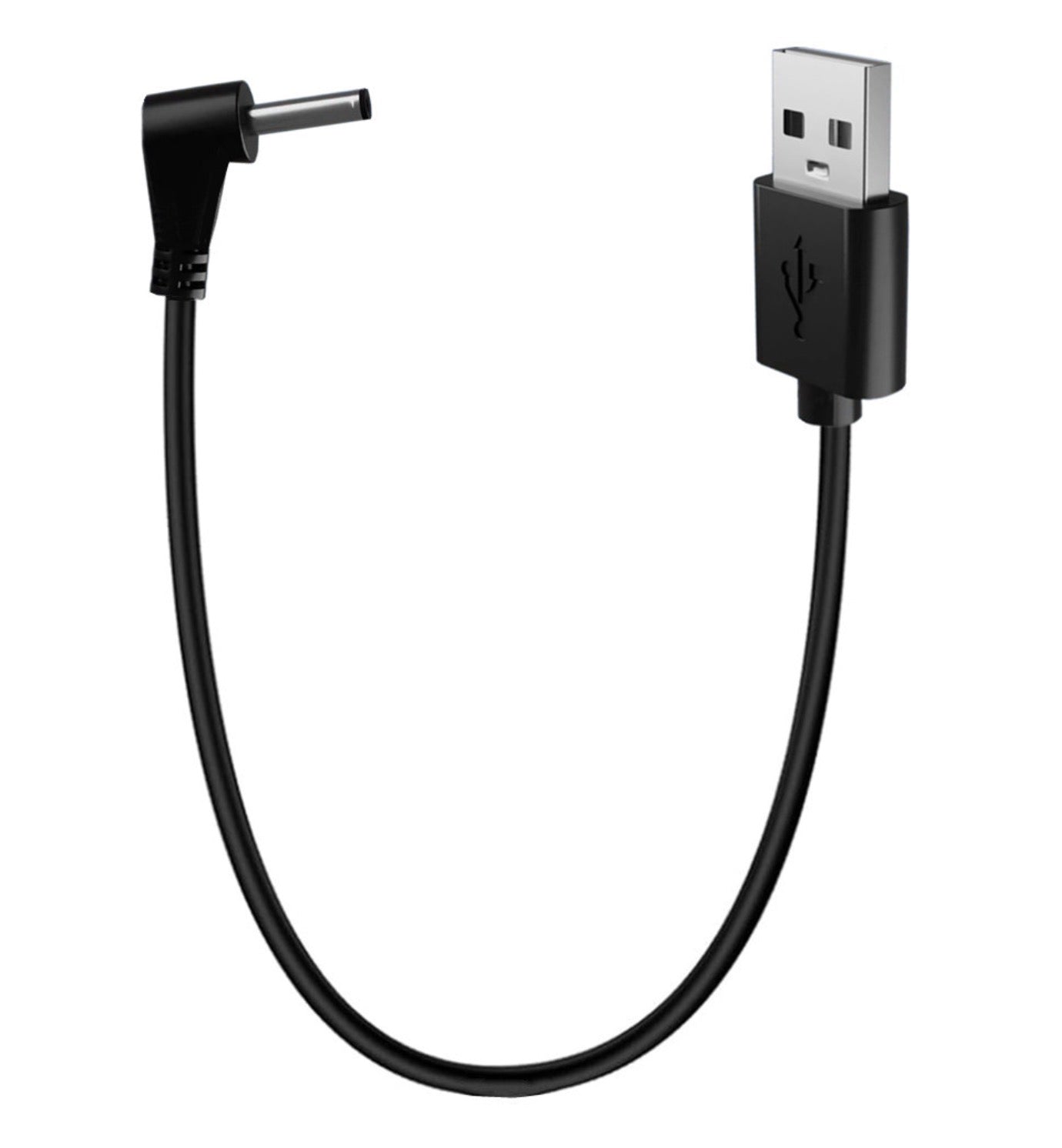 USB-A to DC 3.5 x 1.35mm right-angle 5V barrel jack power charging cable