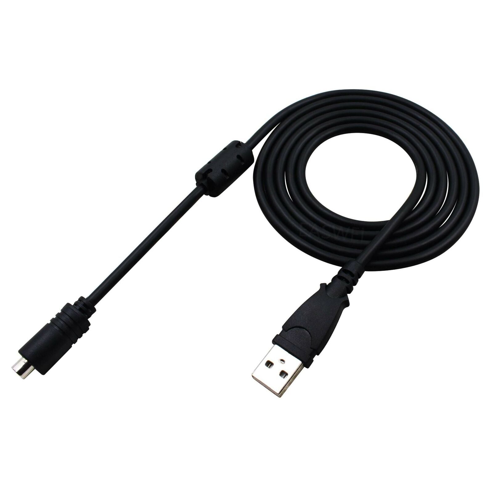 Black USB cable with connectors on a white background