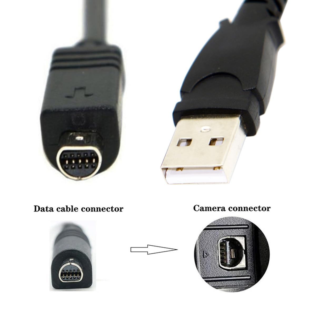 VMC-15FS 10-Pin to USB Data Sync Cable for Sony HandyCam DCR-SX85/SX85E, DCR-SR220/SR220E, DCR-SR290/SR290E