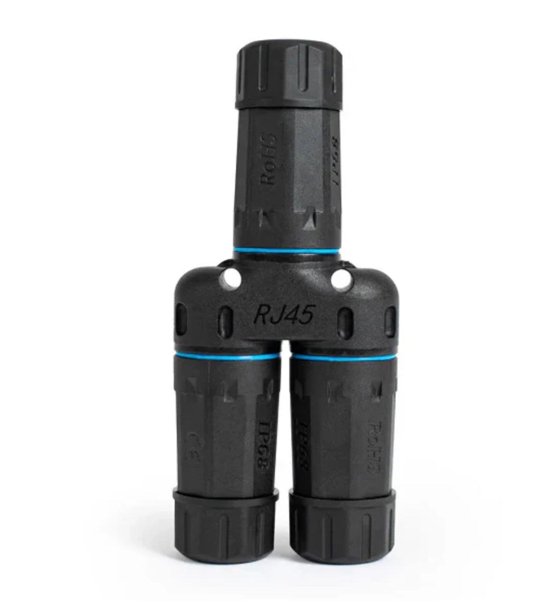 Waterproof RJ45 coupler female to female 1 in 2 out IP68 outdoor Ethernet LAN splitter