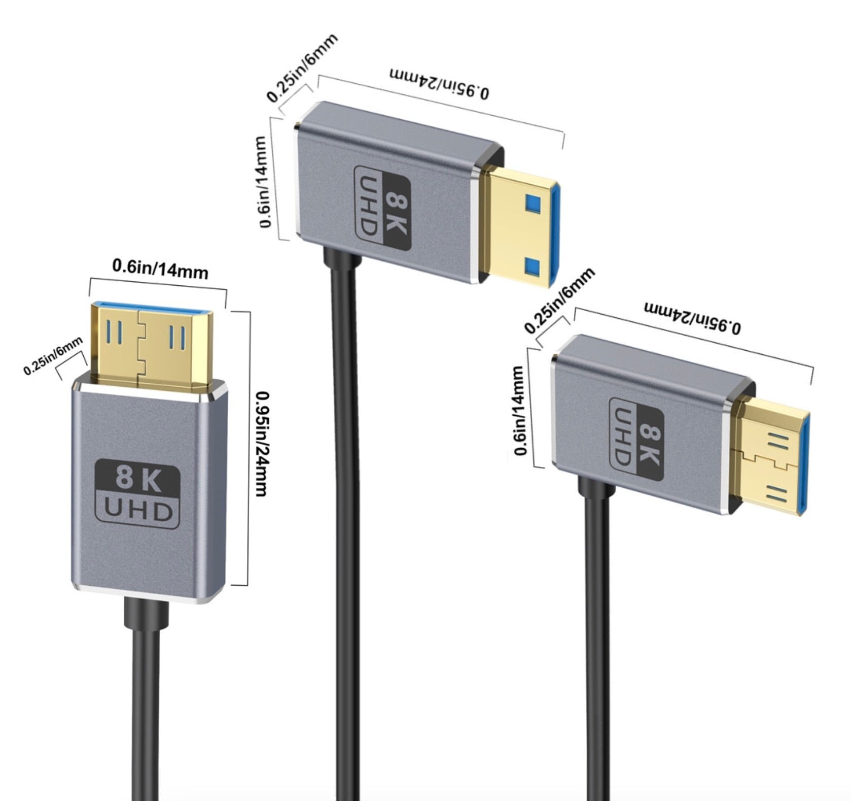 8K Mini HDMI to HDMI Coiled Cable, Ultra Thin HDMI Male to Mini HDMI Male OD2.5mm Audio Video Cable | 8K@60Hz