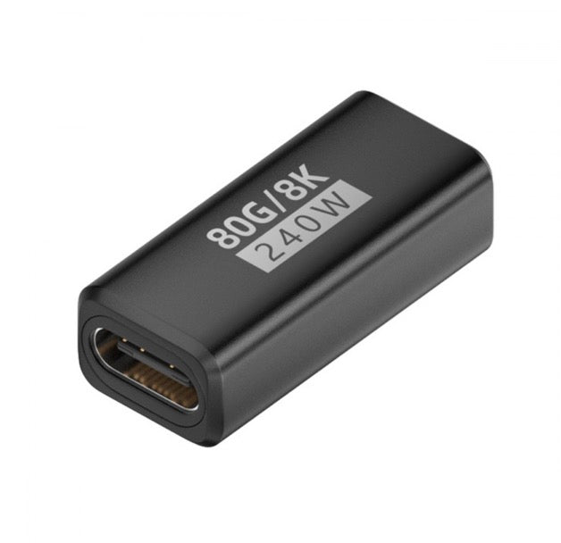 USB C Extension Adapter, Type C Female to Female Data Charging Connector USB 4.0 PD240W 80Gbps