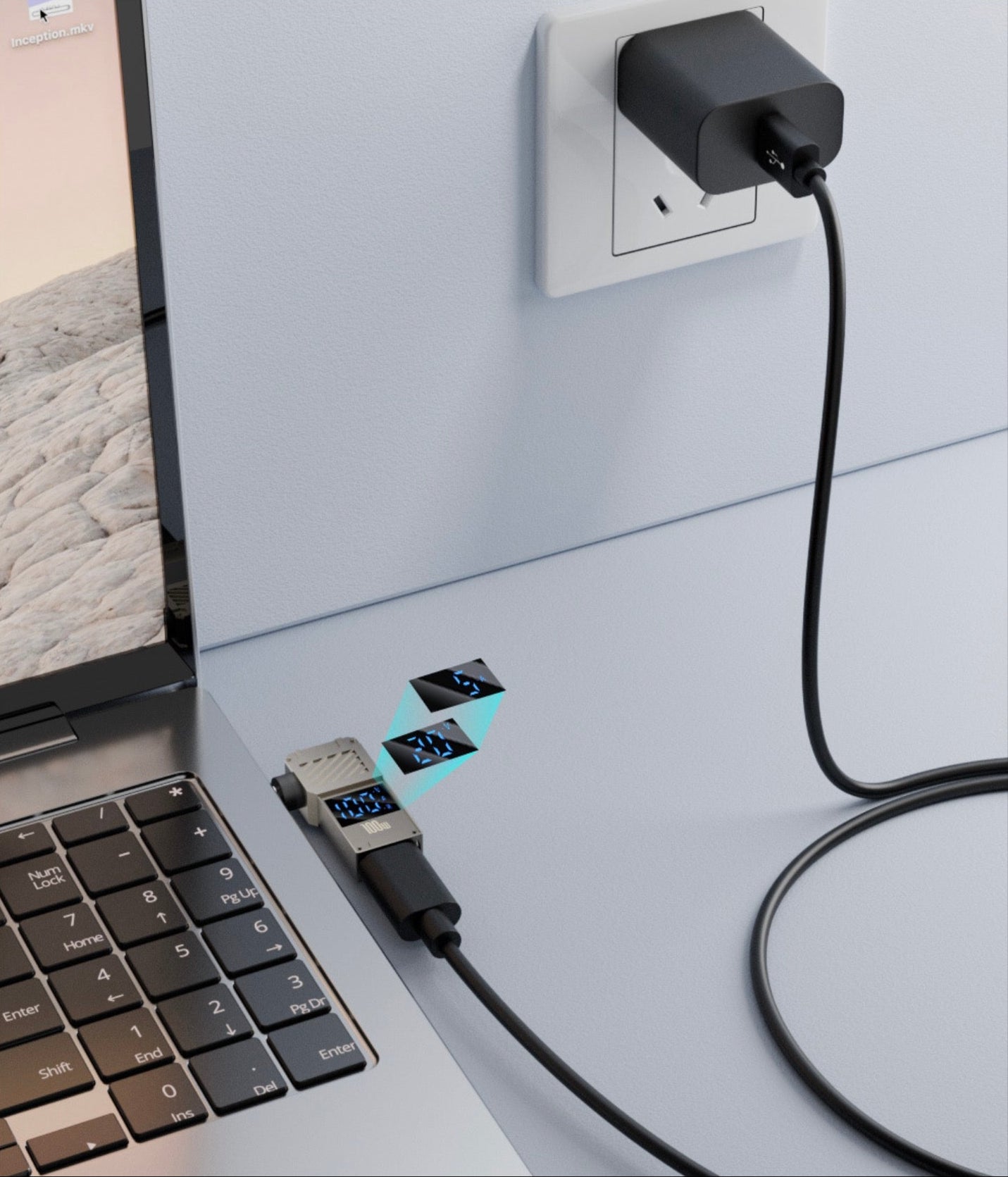 USB C to DC 5.5 x 1.7mm DC Power Fast Charging Adapter 100W | Aluminium Alloy 90 Degree Angled