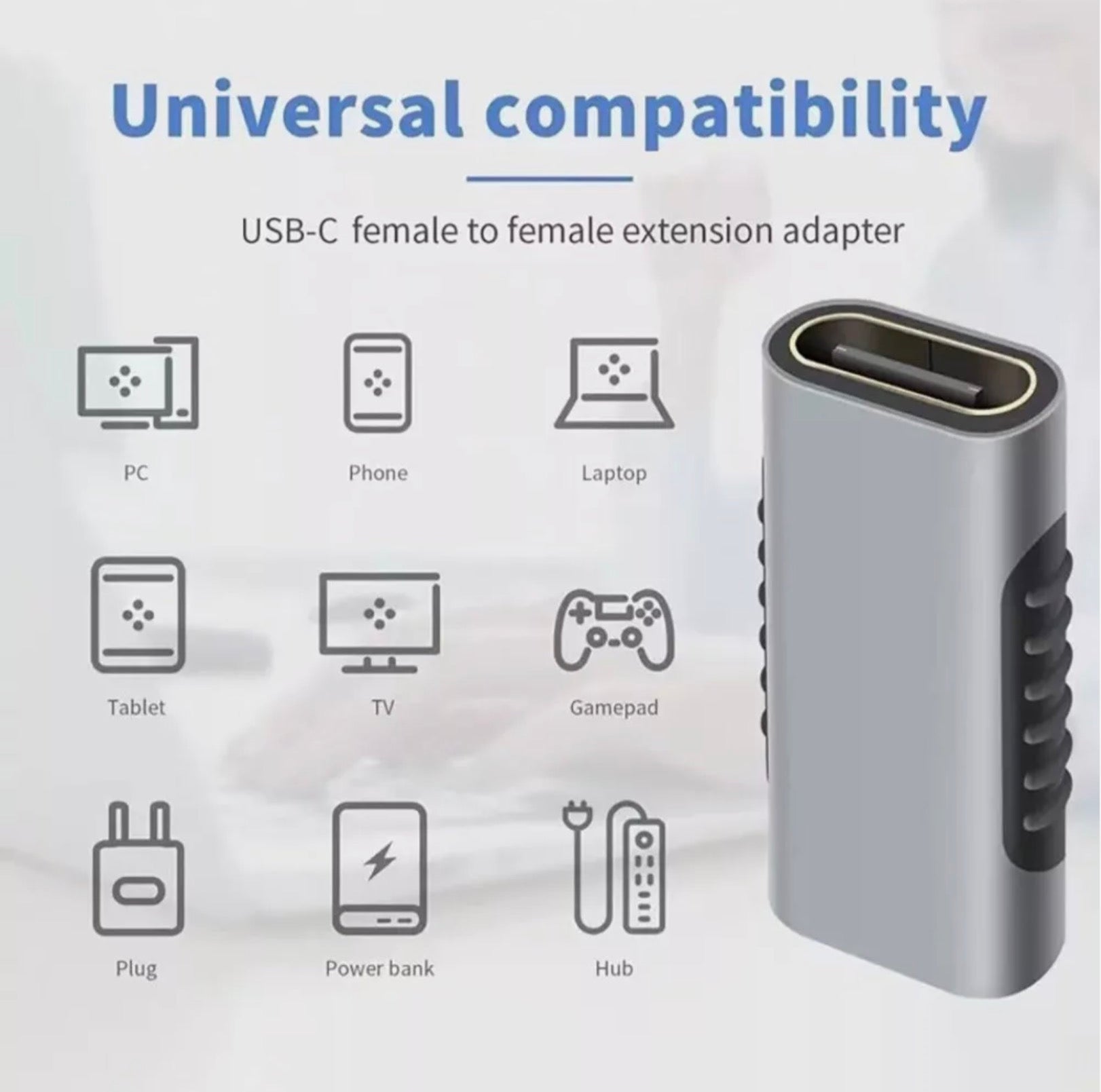 USB C Adapter, USB 3.1 C Female to Female Extender | Portable Extension Coupler