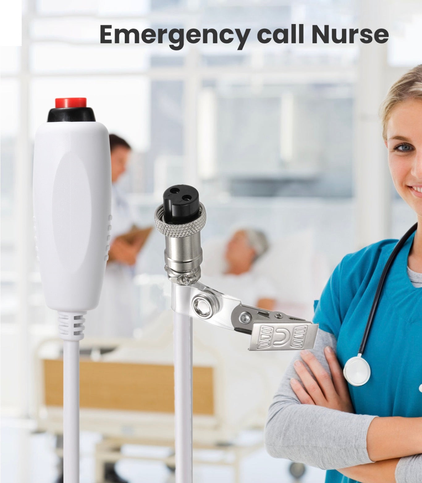 2Pin M12 Replacement Call Cord for Hospital Nurse Station Push Button Cable with Clip