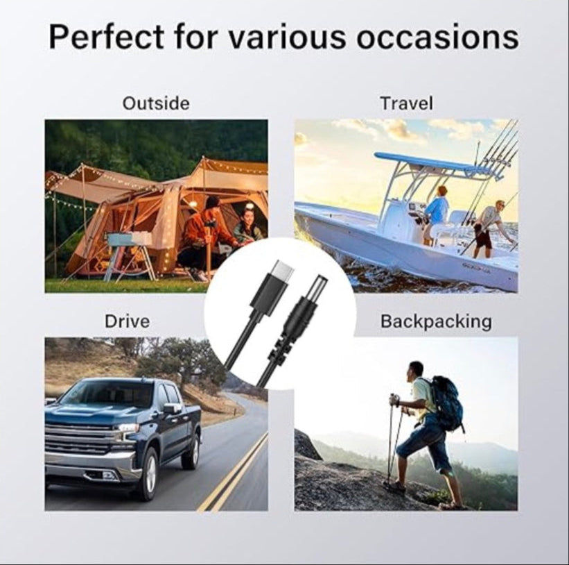 USB C to DC 5.5 x 2.1mm Power Charging Cord, Type C Female input to DC 5521 Output for CCTV, Router