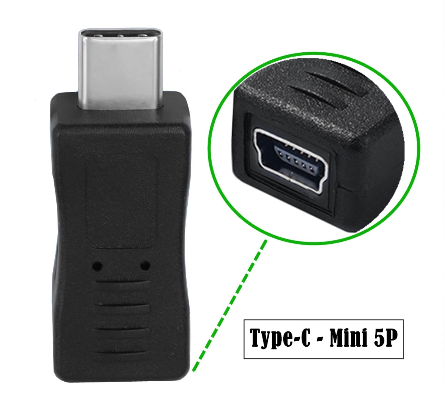USB C Adapter, Type C Male to Mini B USB Female Extension Converter