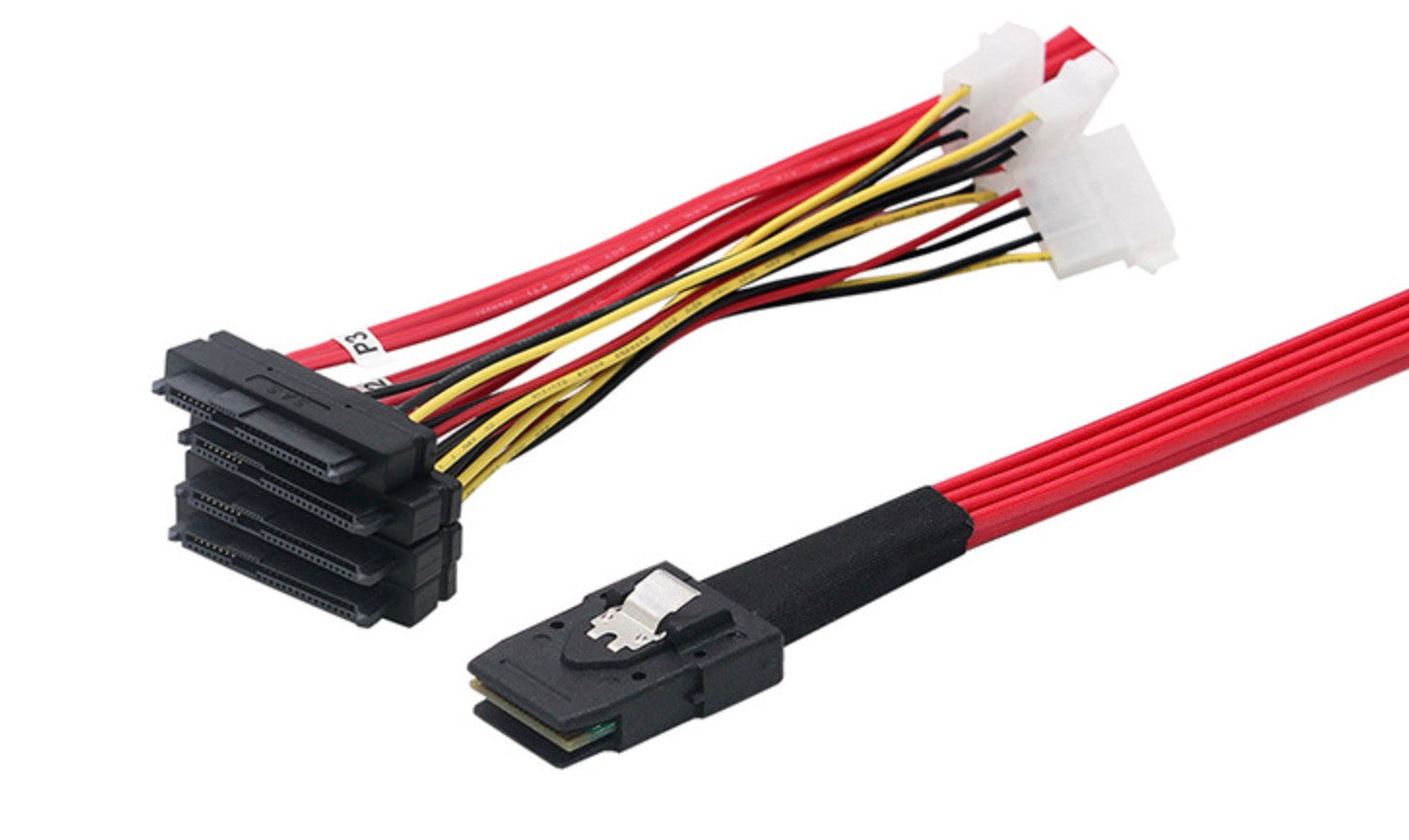 Internal Mini SAS 36-Pin SFF-8087 to 4 x SAS 29-Pin SFF-8482 Cable With 4Pin Power Breakout Cable