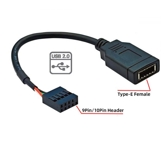 USB 3.1 Front Panel Socket Key-A Type E to USB 2.0 9Pin Mainboard Header Motherboard Extension Cable
