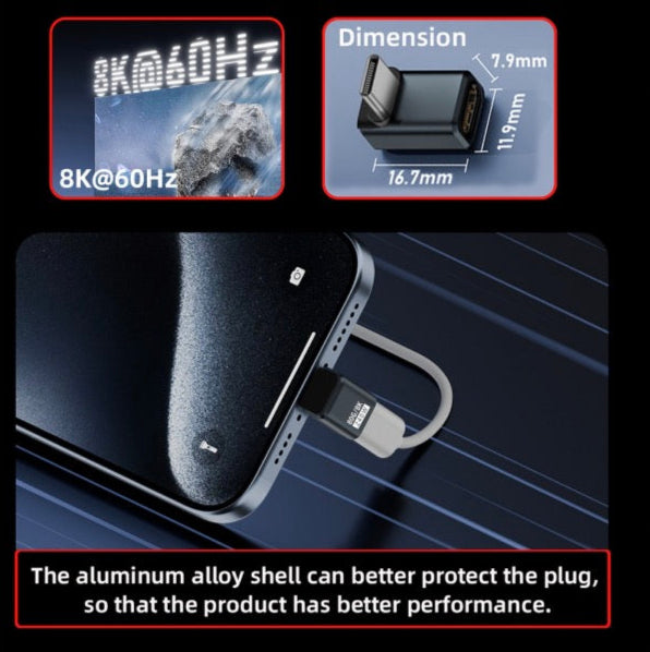 USB 4.0 Adapter, USB C Male to Female Data Charging Angled Extension Connector PD240W 80Gbps