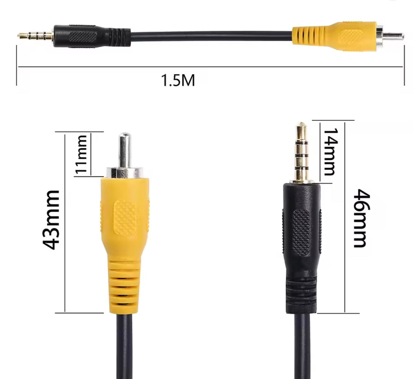 3.5mm to RCA Cable, TRRS 4 Pole Male to RCA Male Video AUX Adapter for GPS Car DVR Carcorder Camera