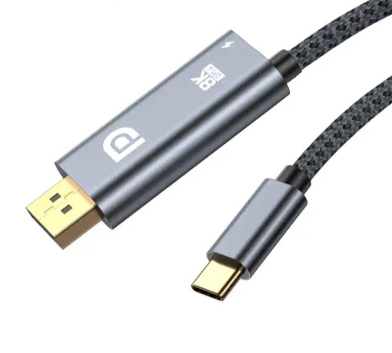 USB C to Displayport 1.4 + Type C Female Power Supply Video Cable 8K@60HZ 2m