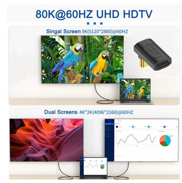 USB C 4.0 Male to USB C Female Up Down Angled Adapter 240W 40Gbps USB4