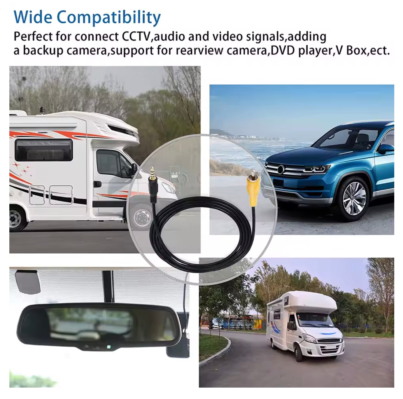 3.5mm to RCA Cable, TRRS 4 Pole Male to RCA Male Video AUX Adapter for GPS Car DVR Carcorder Camera