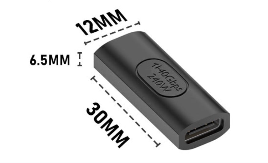 USB C 4.0 Female to USB C 4.0 Female Extension Adapter 240W 40Gbps USB4