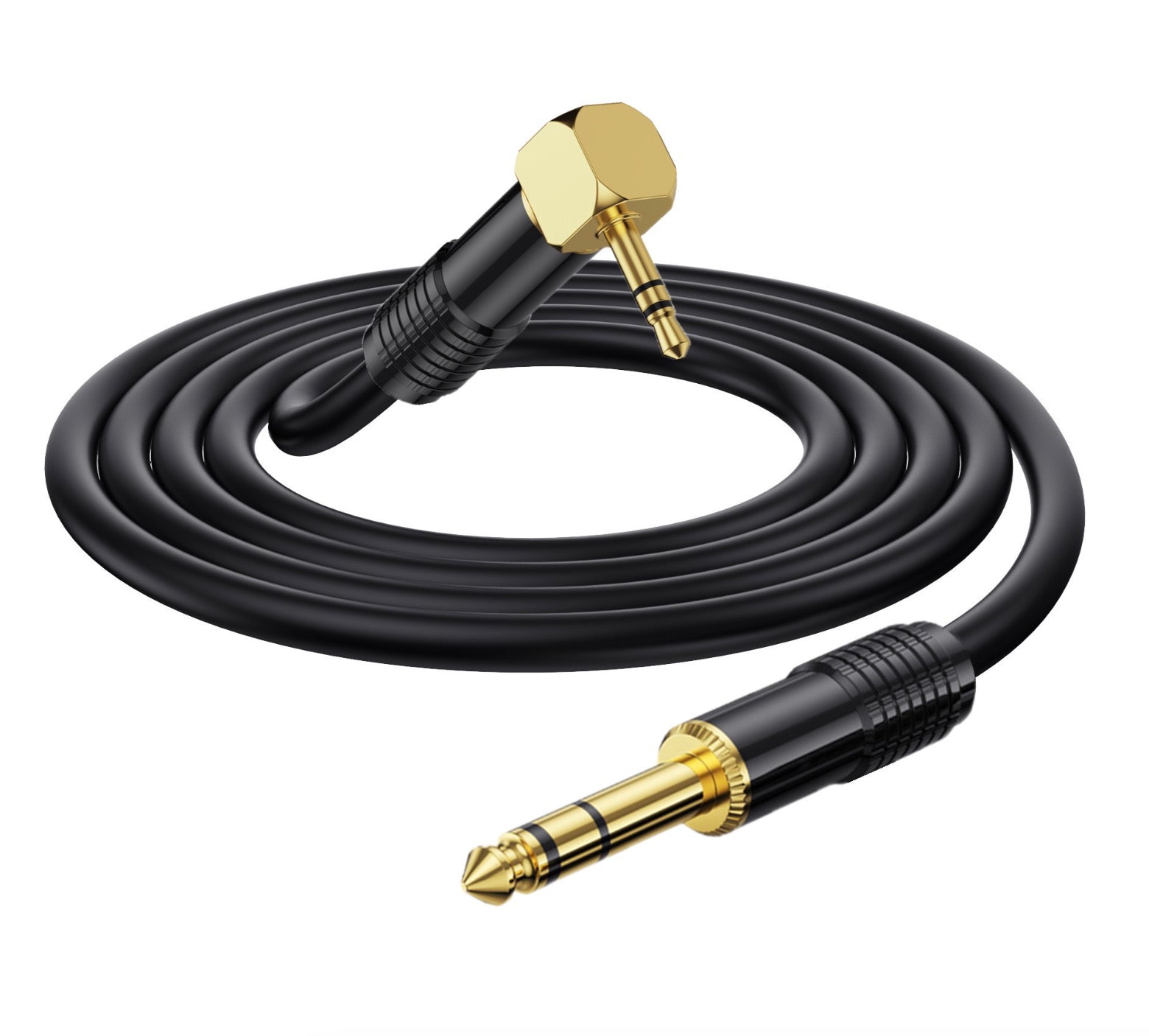 3.5mm to 6.35mm Stereo Audio Cable, 6.35mm 1/4" Male to 3.5mm 1/8" Male TRS Bidirectional Stereo Angled Cable