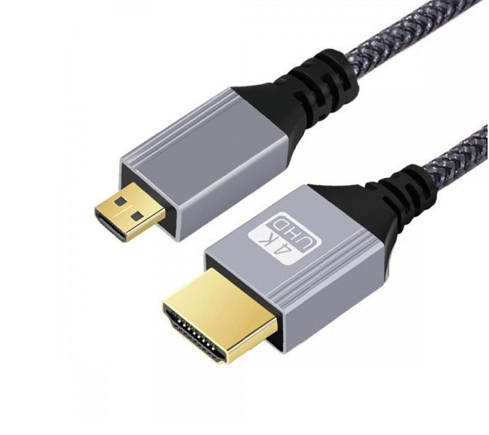Micro HDMI to HDMI Braided Video Monitor Cable 4K 60Hz
