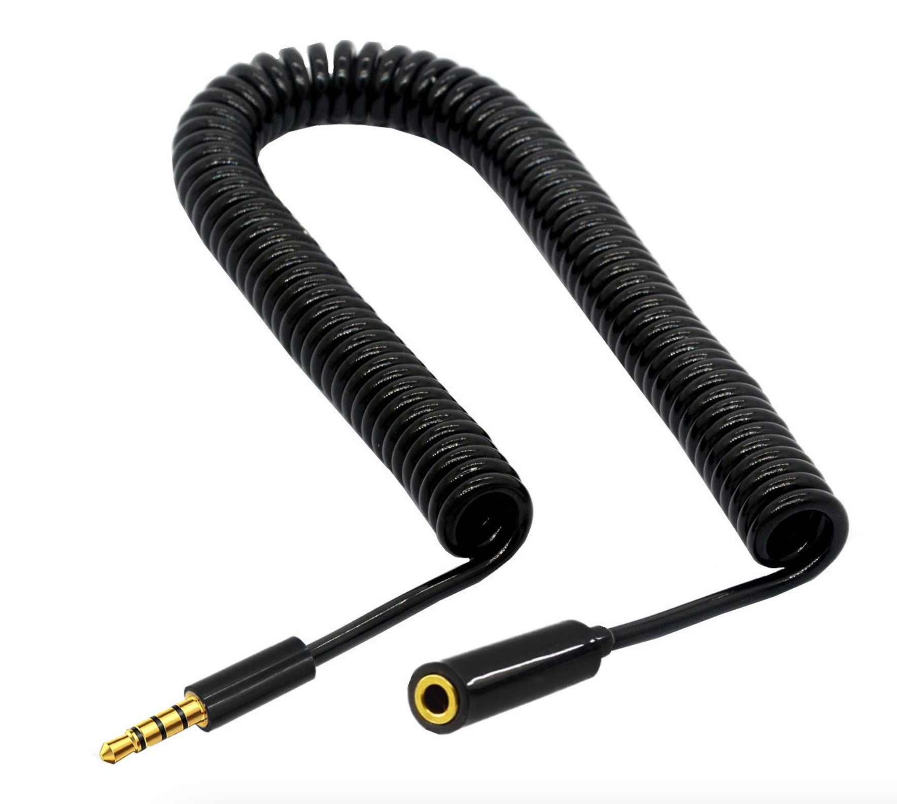 3.5mm Extension Cable, 3.5mm Male to Female Jack 4 Pole Extension Aux Audio Coiled Cable