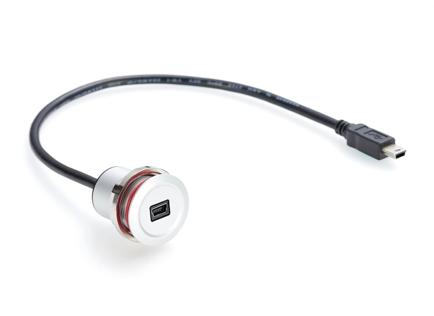 Mini USB Round Recessed Extension Cable, Mini 5Pin Flush Mount Male to Female Panel Mount Extender | for Boat Dashboard Desktop