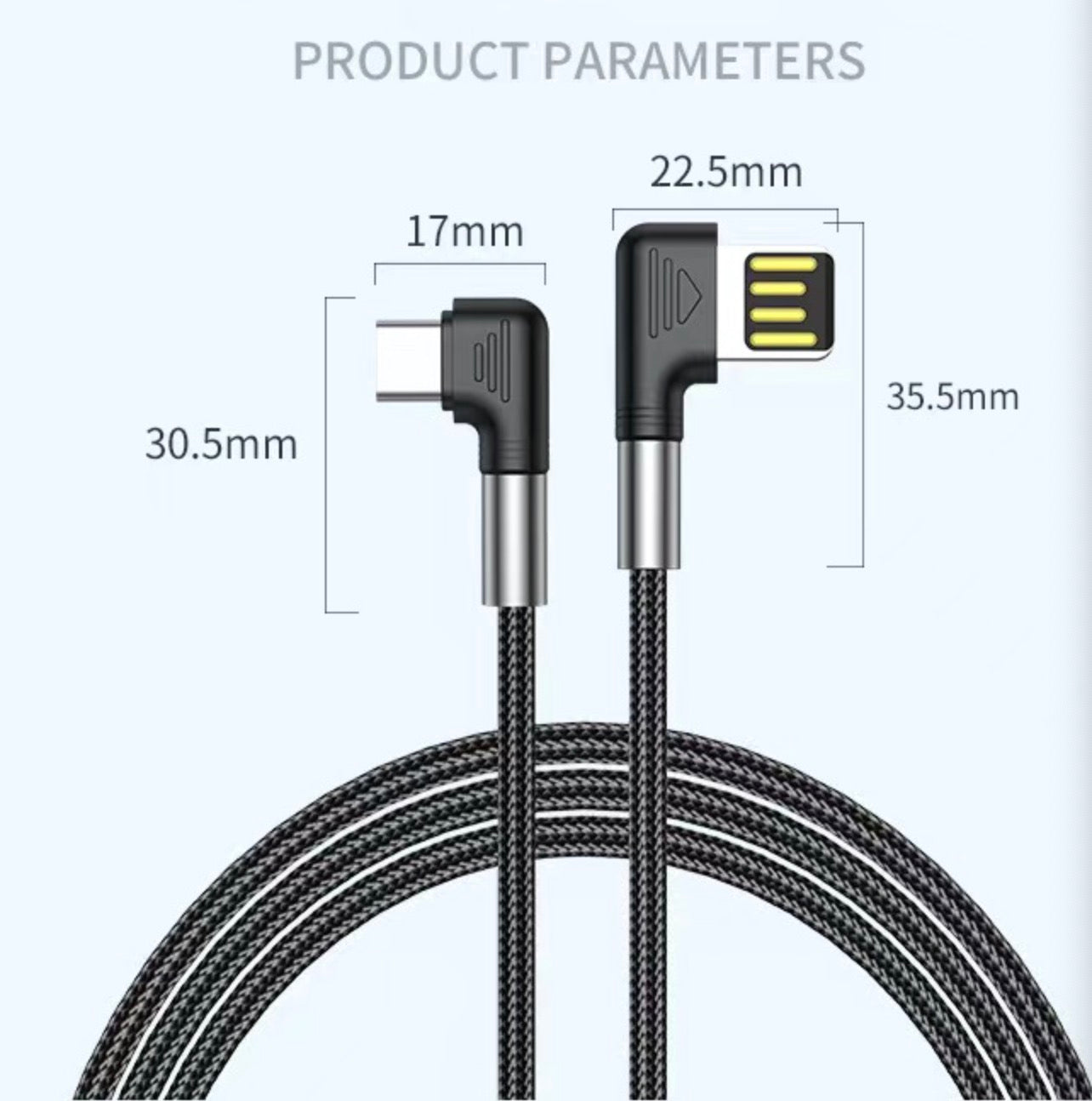 USB C Male to USB 3.0 A Male PD Charging Cable (Reversible Design Right & Left Angled)