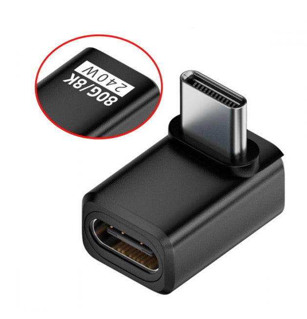 USB 4.0 Adapter, USB C Male to Female Data Charging Angled Extension Connector PD240W 80Gbps