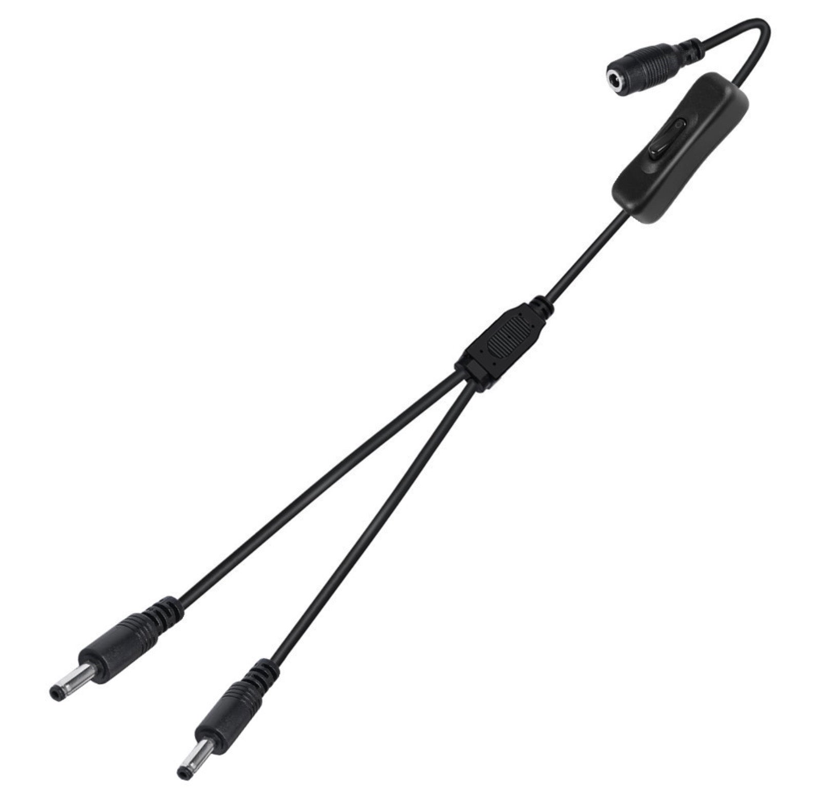 3.5x1.35mm 1 Female to Dual Male DC Charging Cable with Switch For Table Lamp CCTV Camera LED Light