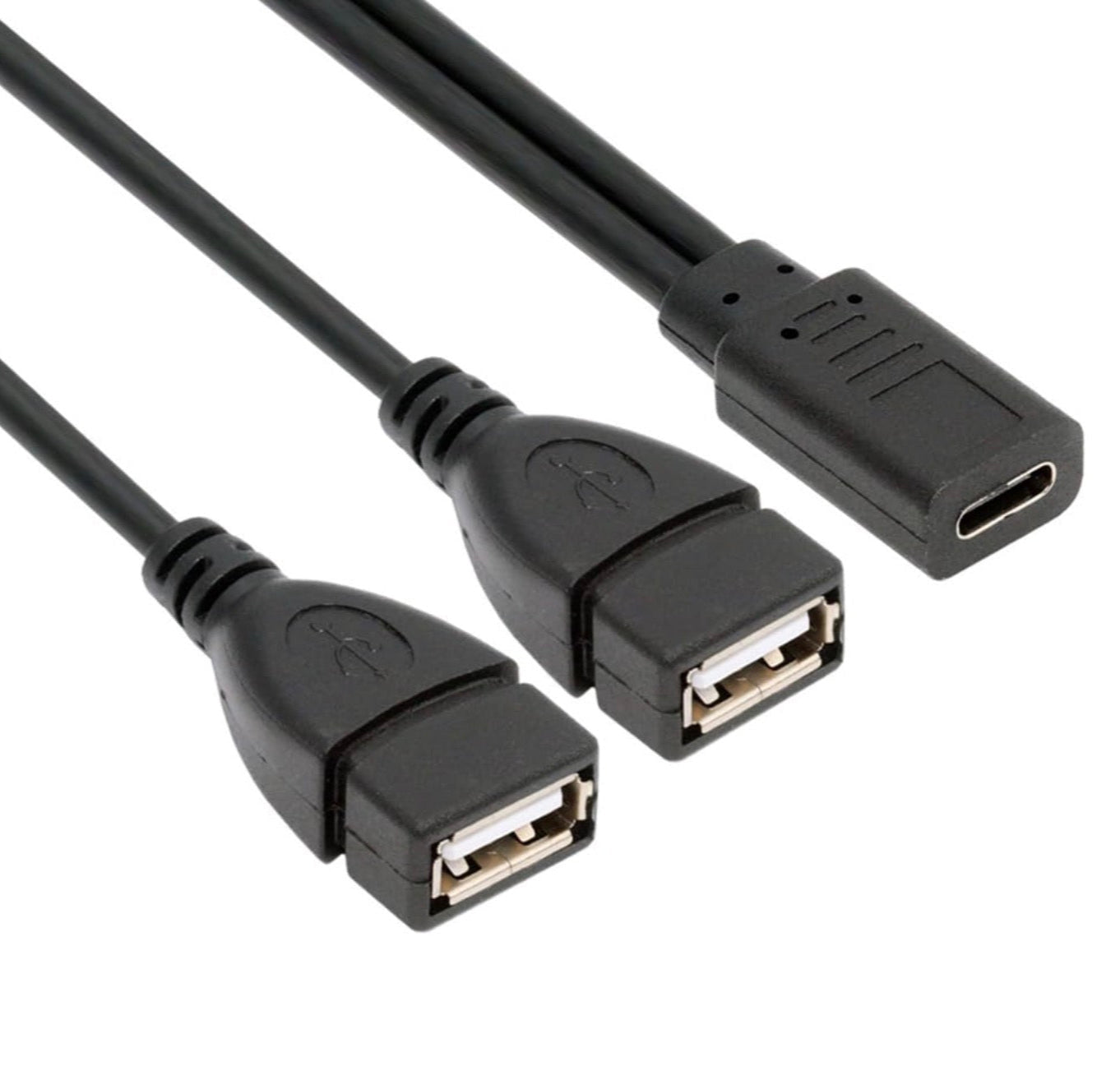 USB C Female to USB 2.0 Dual Type A Female Y Splitter Extension Charging Cable
