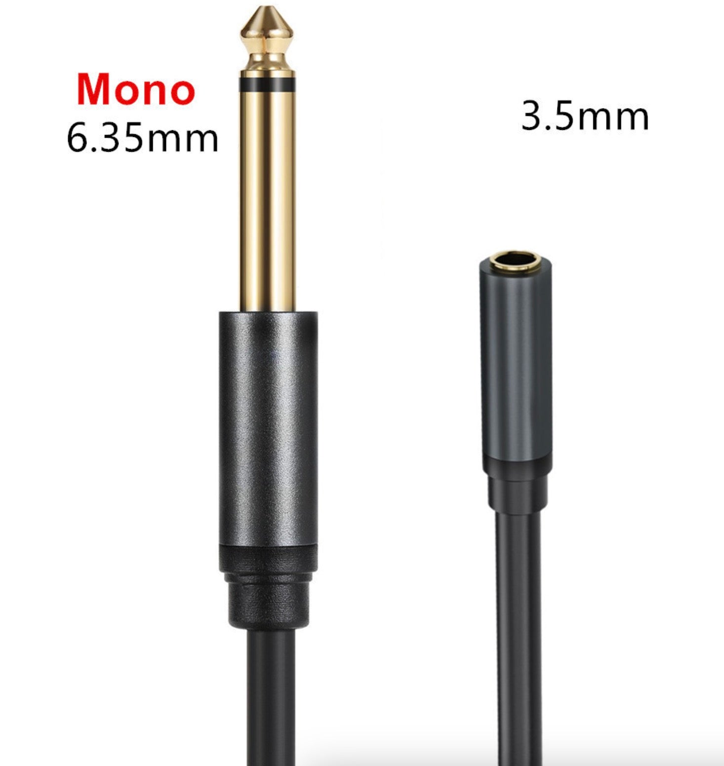 6.35mm 1/4 Mono Male to 3.5mm 1/8 Female Stereo Jack Audio Headphone Extension Cable