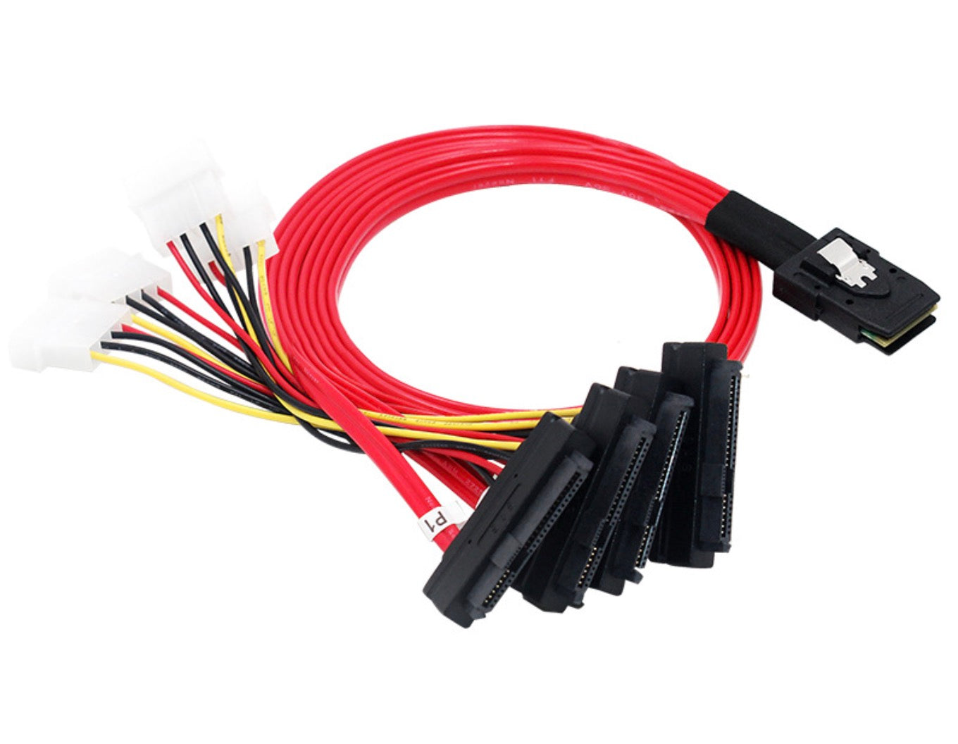 Internal Mini SAS 36-Pin SFF-8087 to 4 x SAS 29-Pin SFF-8482 Cable With 4Pin Power Breakout Cable