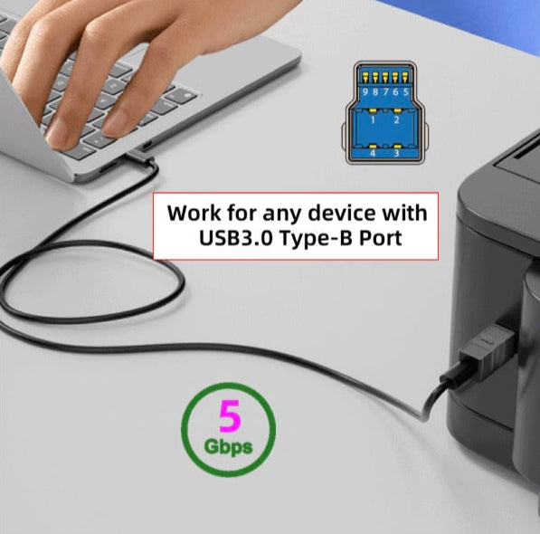 USB C Printer Cable, USB 3.0 Type B Male to USB-C Female Data Extension Adapter 5Gbps