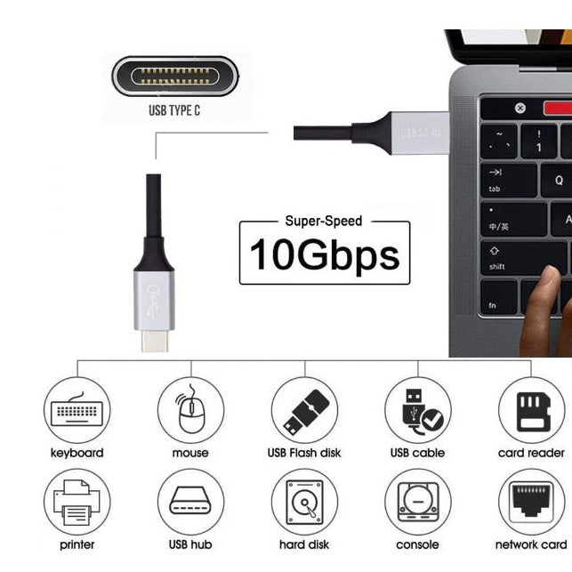 USB 3.0 Type A to USB C 3.1 Data Charging Cable 5V 3A 10Gbps