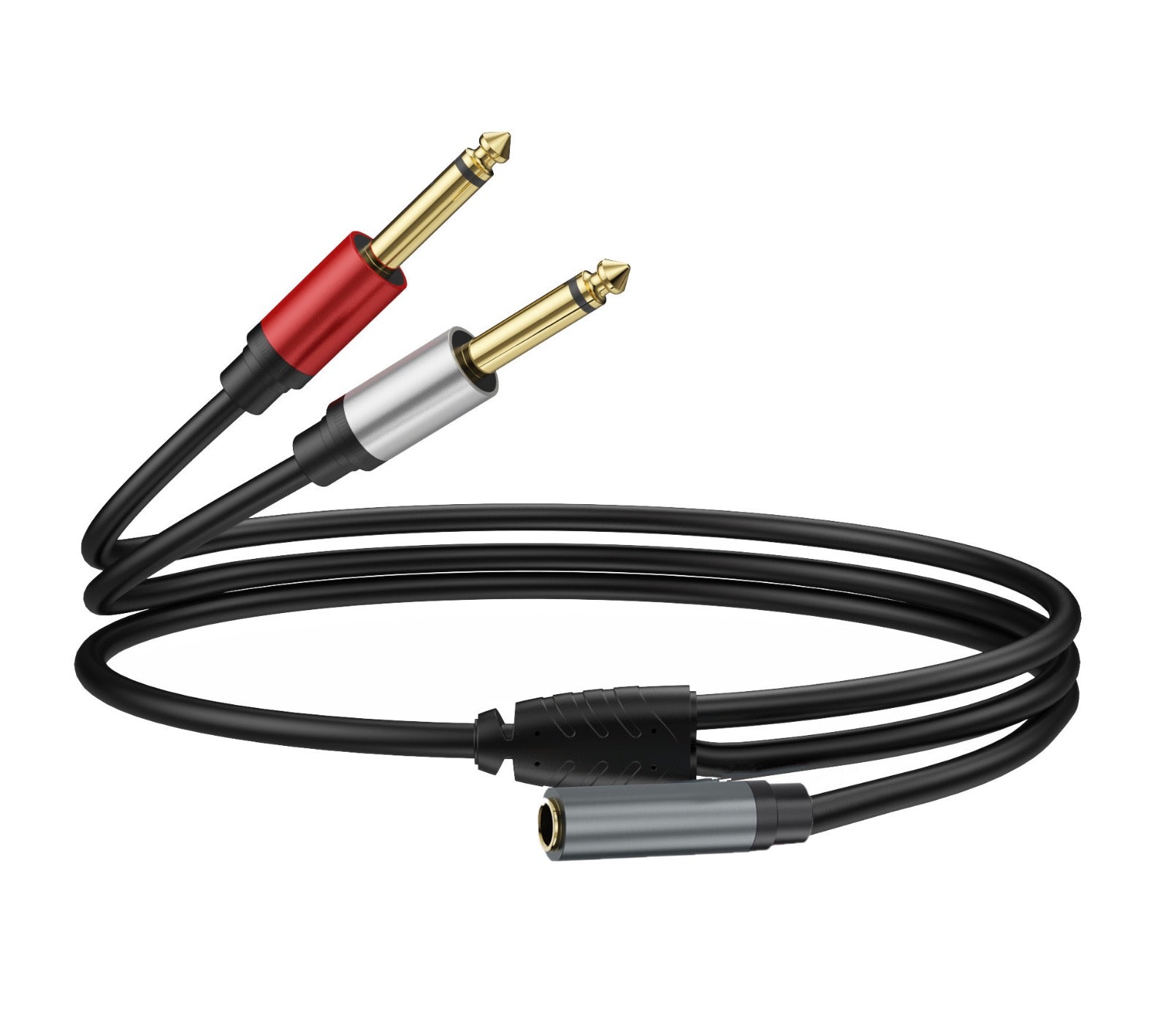 3.5mm TRS to Dual 6.35mm TS Stereo Y Splitter Cable, 1/8 Mini Jack Female to Dual 1/4 inch Male Mono Converter