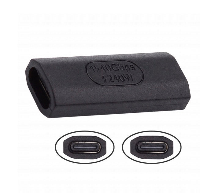 USB C 4.0 Female to USB C 4.0 Female Extension Adapter 240W 40Gbps USB4