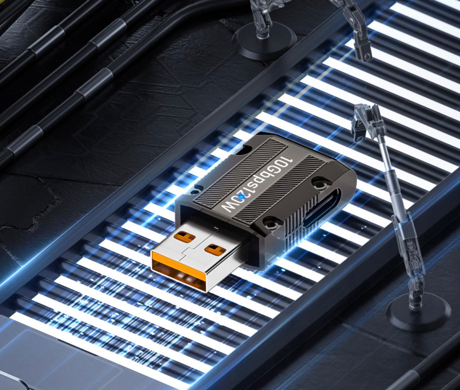 USB 3.0 A Male to USB C Female Data Power Slim Adapter 10Gbps 120W