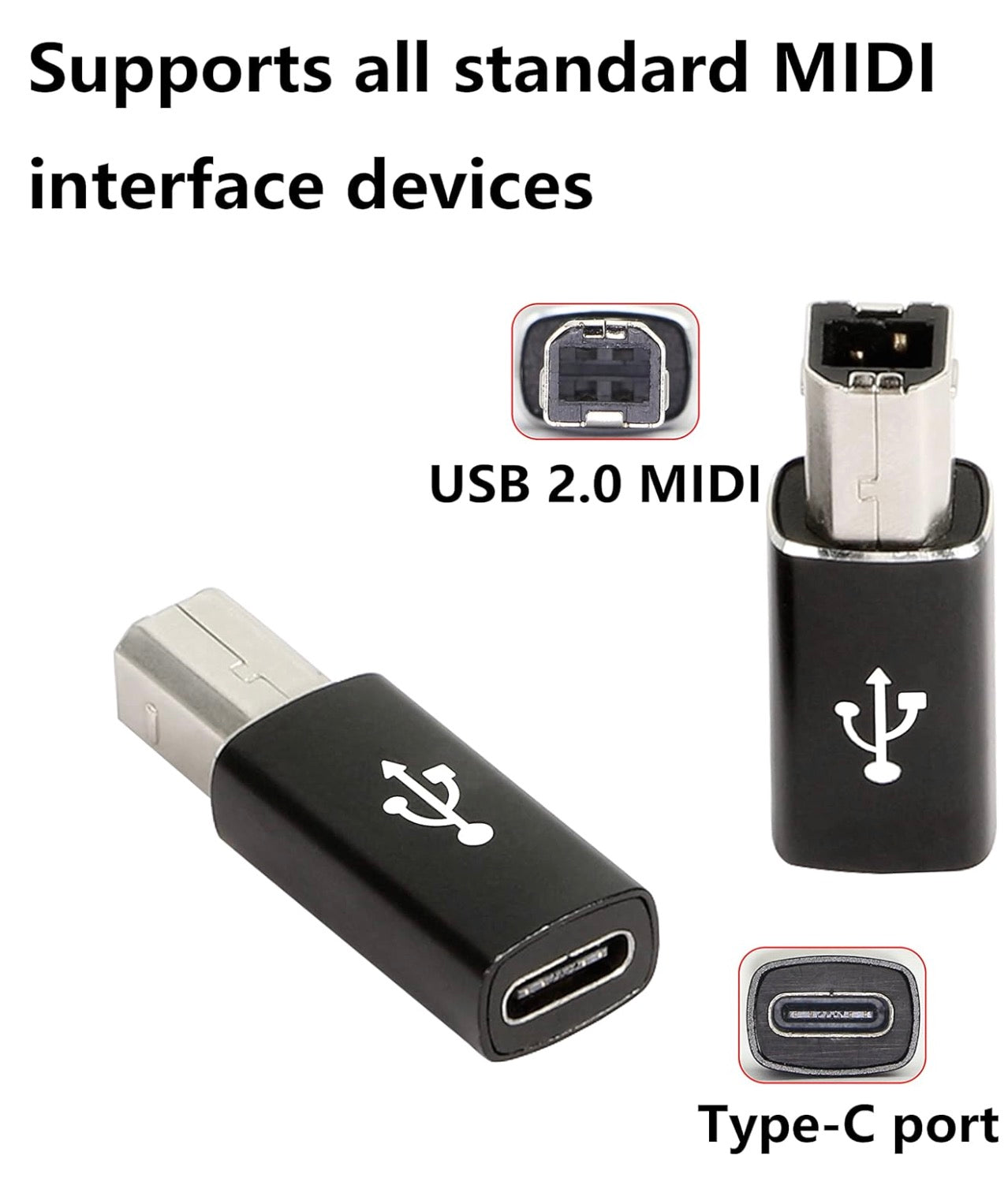 USB C to USB 2.0 B MIDI Adapter,Type C Printer Connector for Printers,Midi Keyboard,Electronic Music Instrument