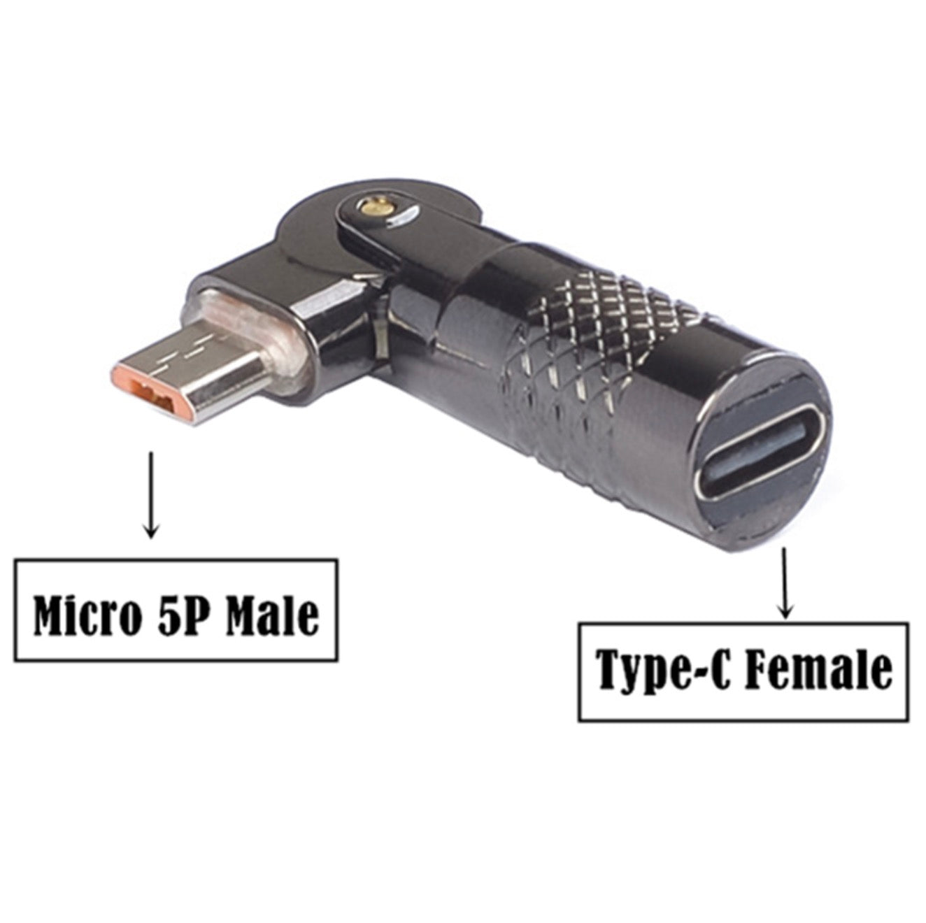 USB C to Micro USB Adapter, Type C Female to Micro 5Pin Male Rotation Converter