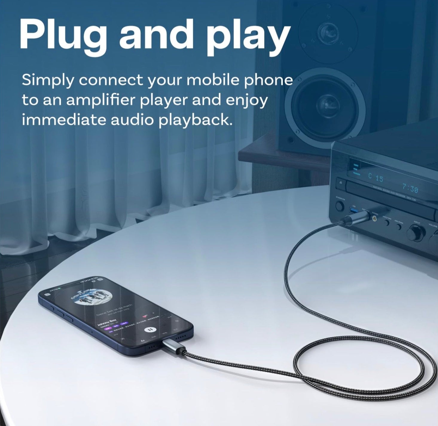 USB C to 6.35mm TRS Auxiliary Male Cable, Aux Audio Adapter Jack Stereo Cable for Speakers, Amplifier, Mixing Console