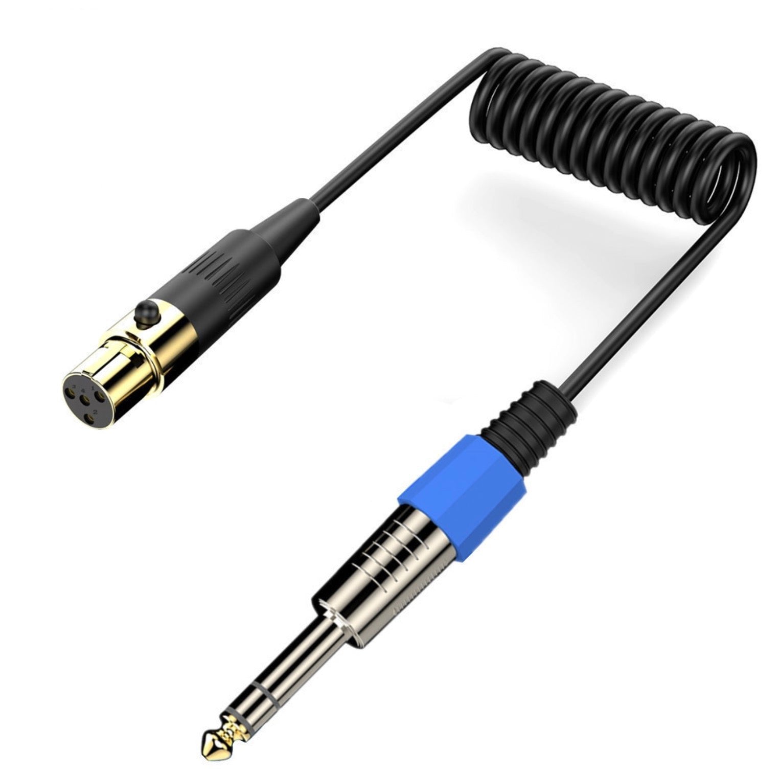 Mini 4 Pin XLR to 6.35mm Stereo Cable, 1/4 inch TRS to Mini Female XLR Microphone Aux Audio Coiled Cord