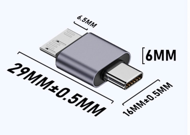 Micro B USB 3.0 Male to USB C Male Data Charging Extension Adapter