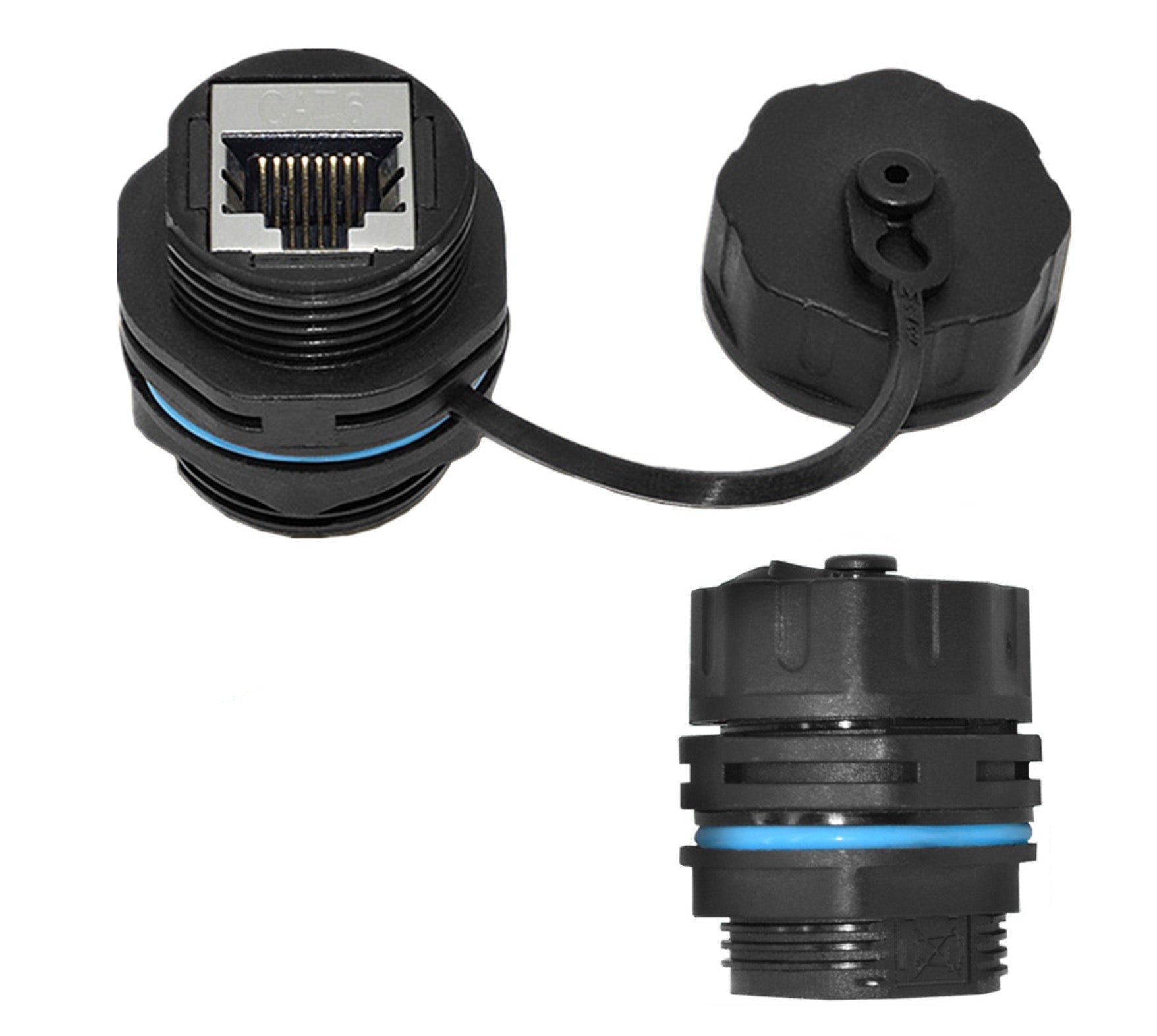 RJ45 Panel Mount Waterproof Connector, IP68 Female to Female Outdoor Adapter | Cat 5/6 Shielded Ethernet Socket