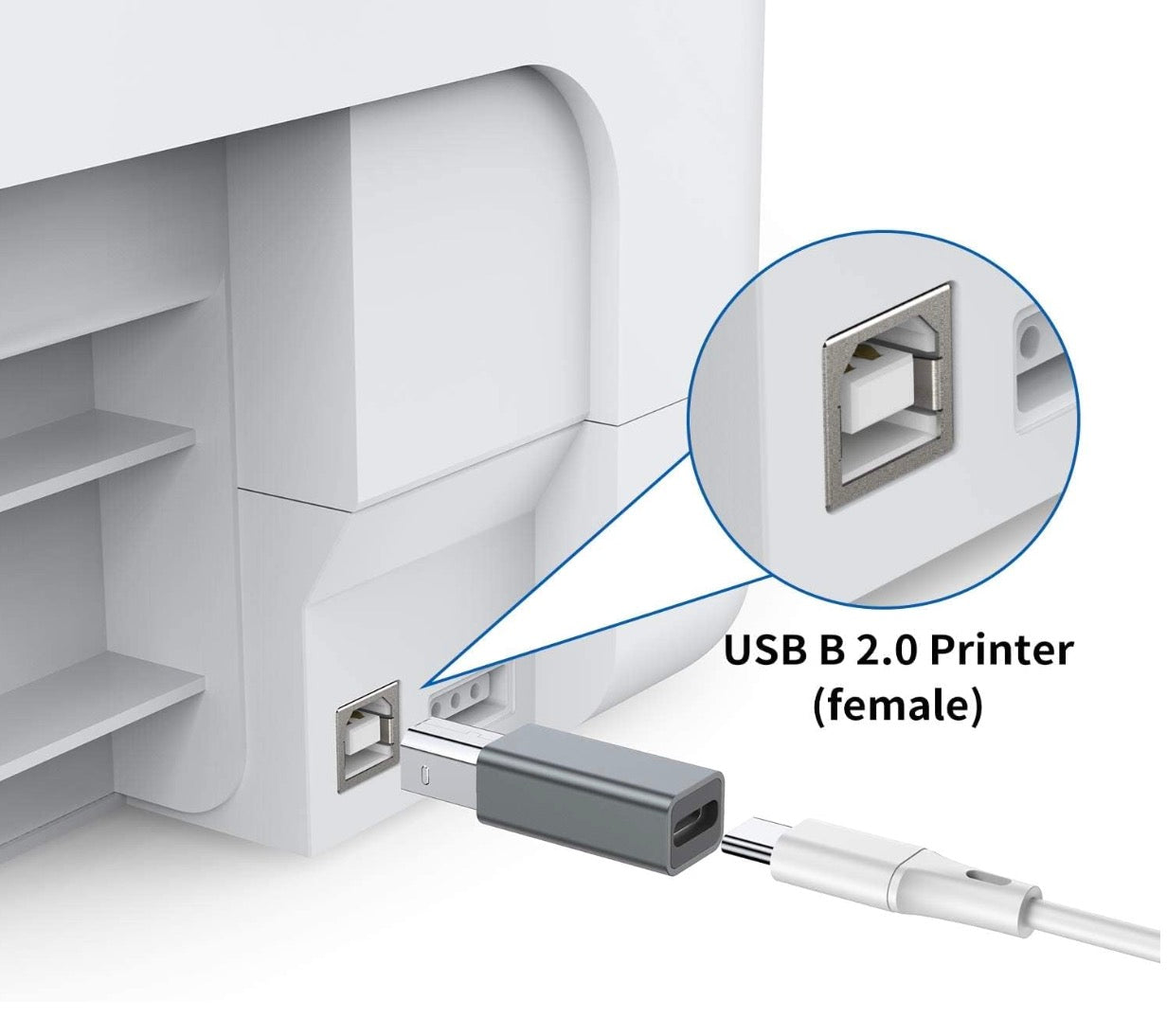 USB C to USB 2.0 B MIDI Adapter Printer Connector for Printers,Midi Keyboard,Electronic Music Instrument