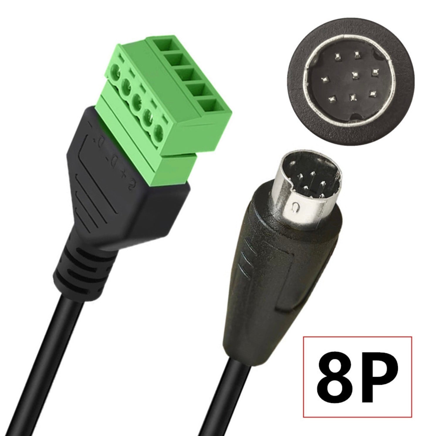 S-Video 8Pin Screw Terminal Block Connector, 8Pin Mini Din Male to 5 Pin Way Female Bolt Pluggable Cable